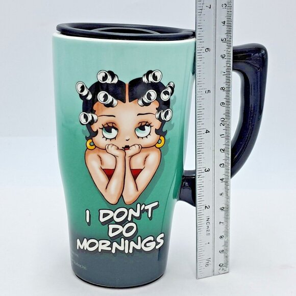 Betty Boop Ceramic Travel Mug -I Don't Do Mornings - 2008 - Picture 9 of 9
